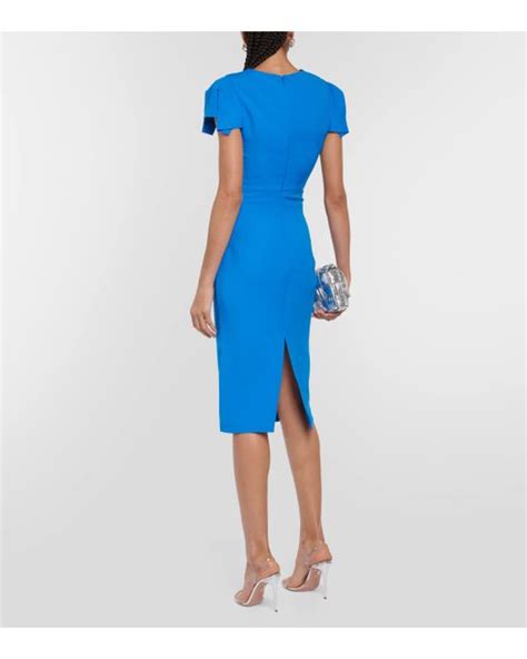 Roland Mouret Gathered Midi Dress In Blue Lyst Uk