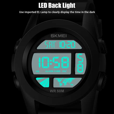 Men Sport Military Watch Digital LED Backlight Large Dial Waterproof