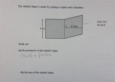 Solved The Shaded Shape Is Made By Joining A Square And A Rhombus