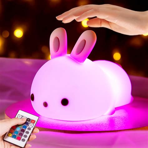 Mubarek Bunny Night Light For Kids Remote Timer Kids Night Light Baby