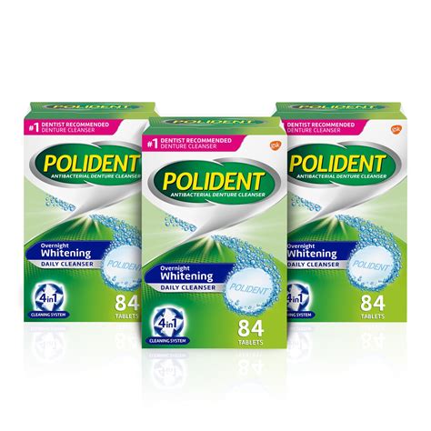 Polident Overnight Whitening Denture Cleanser Tablets 84 Count Pack