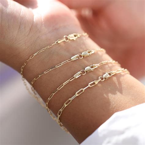 K Solid Gold Gold Paperclip Bracelet Bold Link Staple Etsy