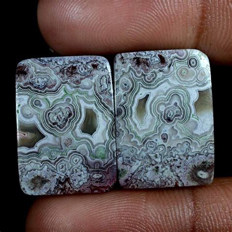 36 45 Cts 100 Natural Crazy Lace Agate Pair Cabochon 15 X 21 Mm