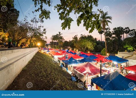 Luang Prabang Laos March 6 2020 View Over The Night Market In Luang