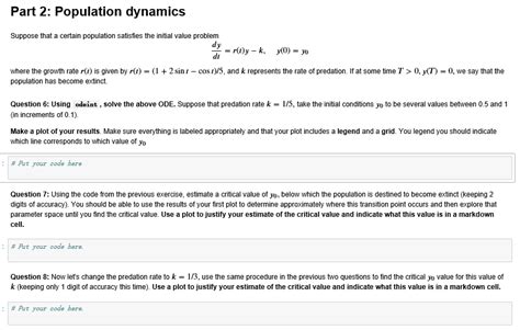 Solved Part Population Dynamics Suppose Certain Population