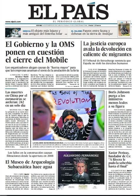 Prensa Hoy Portadas De Los Periódicos Del 14 De Febrero Del 2020