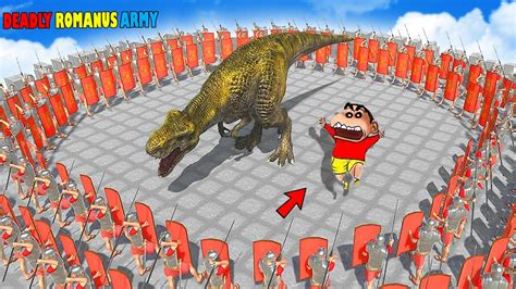 DEADLY ROMANUS TOWER Vs EVERY UNIT SHINCHAN And CHOP Fight DINOSAURS