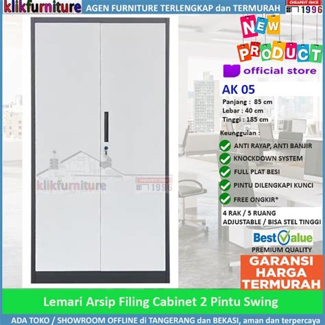 Jual Filing Cabinet Besi Lemari Arsip Kantor Pintu Full Plat Ak Di