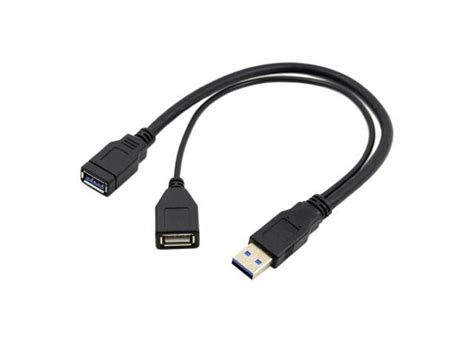 Cydz Black Usb Male To Dual Usb Female Extra Power Data Y Extension