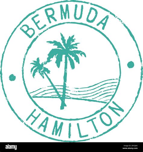 Postal Grunge Stamp Bermuda Hamilton White Background Stock