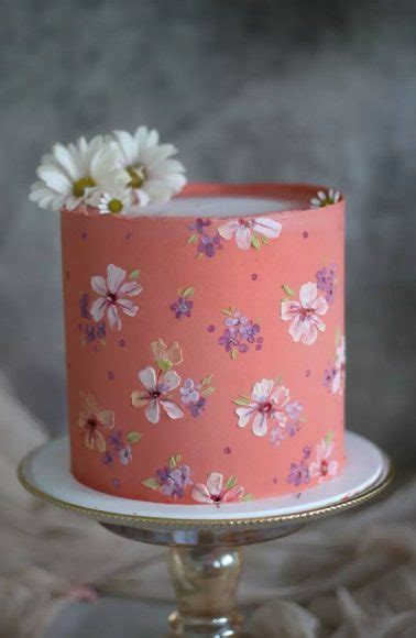 Cute Buttercream Flower Cake Ideas Peach Colour Cake