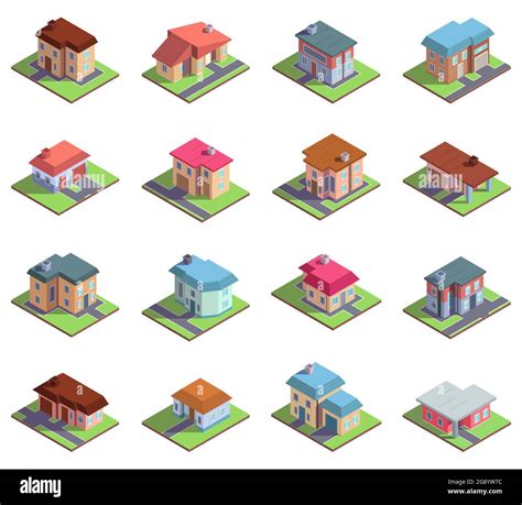 Isometric D Modern Residential Suburban Or City Houses Country