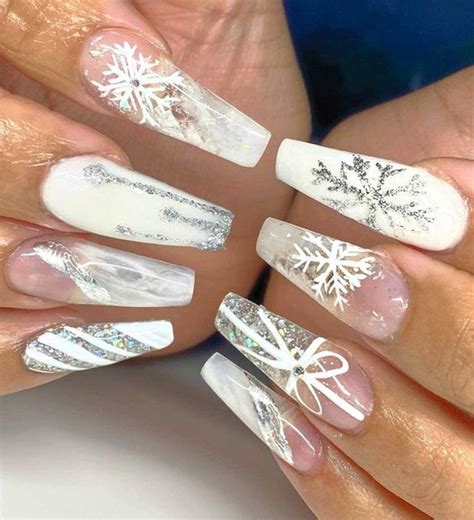 White Christmas Nails Coffin Shape Show You How To Do Coffin Shape Gel Rebalance All Red Mania