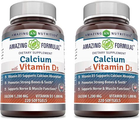 Amazing Formulas Calcium With Vitamin D3 Calcium 1200 Mg Vitamin D3