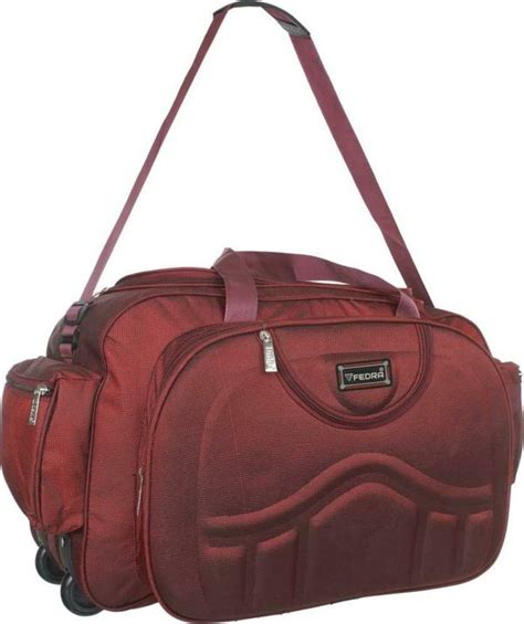 Fedra Red Polyester Strolley Duffle Bag With Wheels L Jiomart