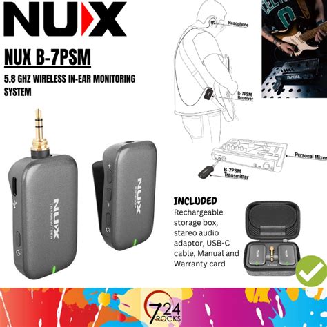 NUX Wireless System NUX NUX B 7PSM 5 8 GHz Wireless In Ear Monitoring