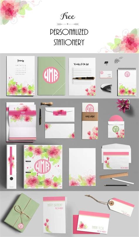 Free Custom Pink Stationery Set - Customize Online and Print at Home