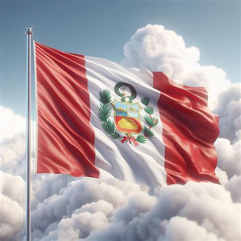 Premium Photo Realistic Peru Flag On Flag Pole Waving In The Wind