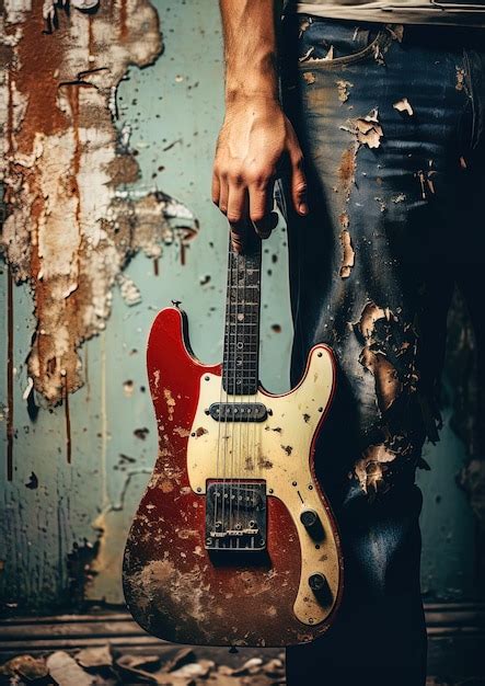 Premium Photo A Man Holding A Guitar That Has The Word On It