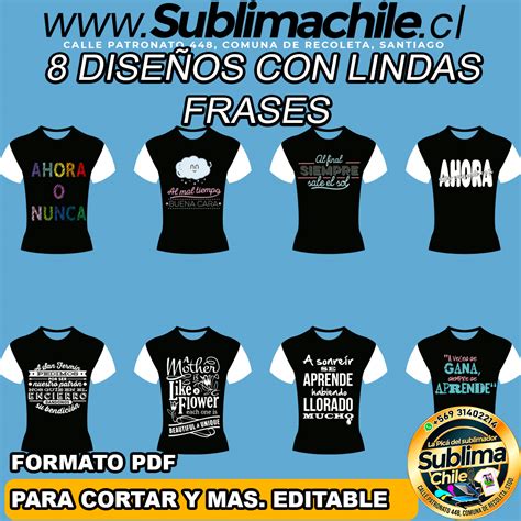 Diseños De Lindas Frases Para Sublimar Poleras PDF EDITABLE CDR