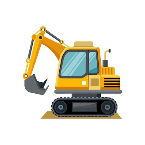 Premium Vector Excavator Vehicle Working Realistically Flat Vector