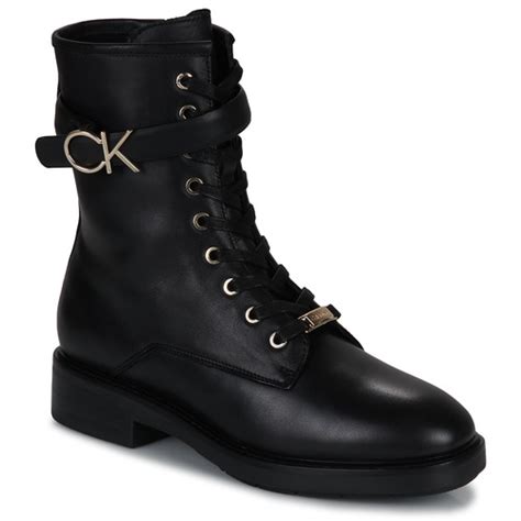 Calvin Klein Jeans Rubber Sole Combat Boot W Hw Black Fast Delivery