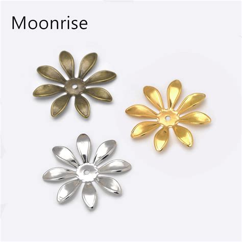 Pcs Gold Rhodium Bronze Tone Flower Bead Caps Metal Bead Caps For Diy