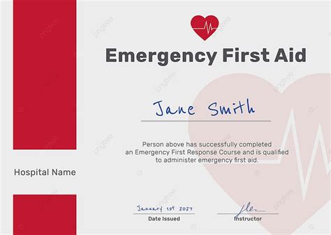 First Aid Certificate Template Vector In Red And White Template Download On Pngtree