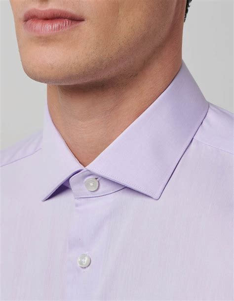 Camicia Collo Francese Piccolo Tinta Unita Twill Lilla Da Uomo Xacus