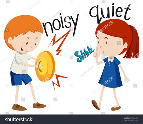 Opposite Adjectives Noisy And Quiet Illustration 331924463 Shutterstock