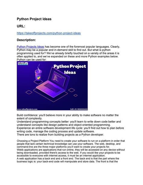 Python Project Ideas by sree takeoff - Issuu