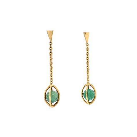 Gold Ear Studs With Turquoise 18 Krt Vintage Jewellery