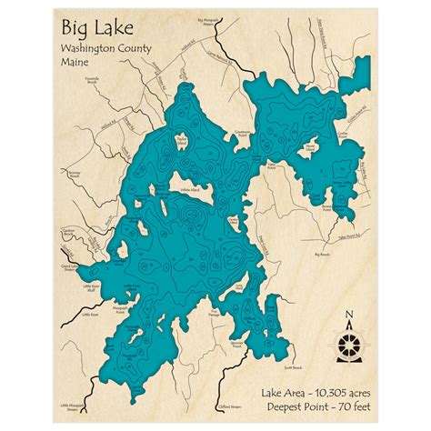 Big Lake 3d Custom Wood Map Lake Art Llc