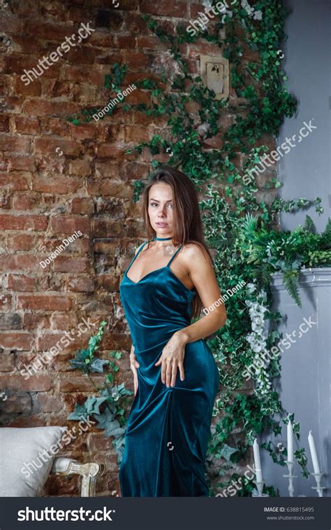 Beautiful Girl Sexy Brunette Dress Posing Stock Photo 638815495 Shutterstock