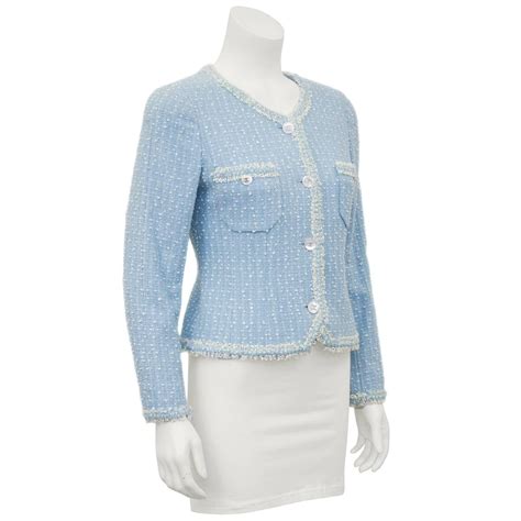 Spring 1997 Chanel Baby Blue Boucle Jacket At 1stdibs Pale Blue