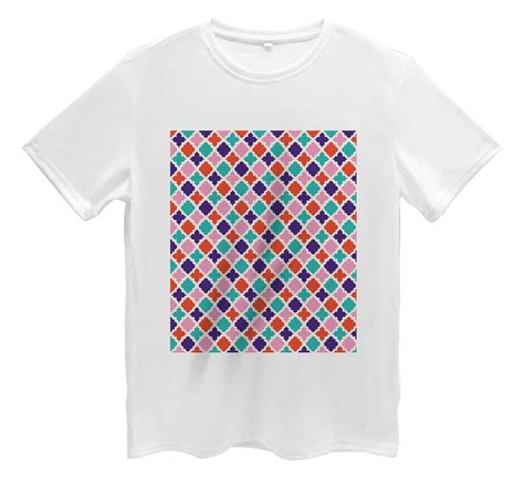 Lunarable Ikat T Shirt Colorful Geometric Mosaic Tile Short Sleeve Tee