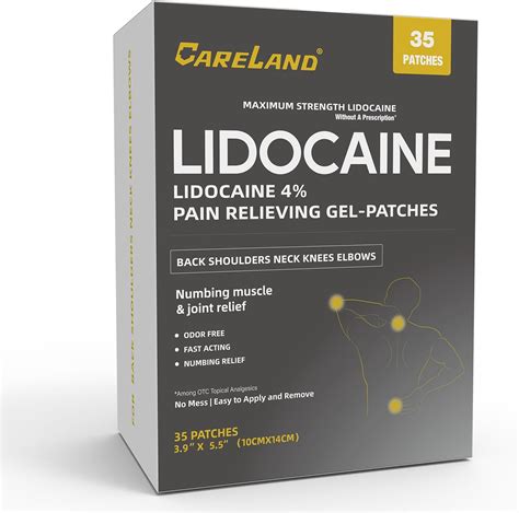 Careland 4 Lidocaine Patches Maximum Strength 35 Count For Muscle