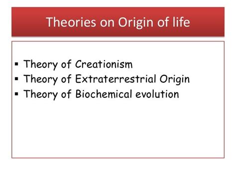 Origin of life