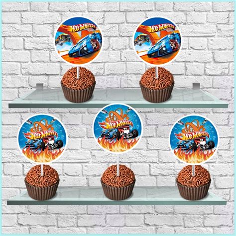 Toppers Tag Enfeite Decora O De Doces Hot Wheels Elo