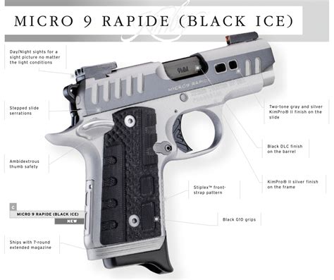 Kimber Micro 9 Rapide Black Ice 9mm, Day/Night Sights, Two-Tone, 7rd ...