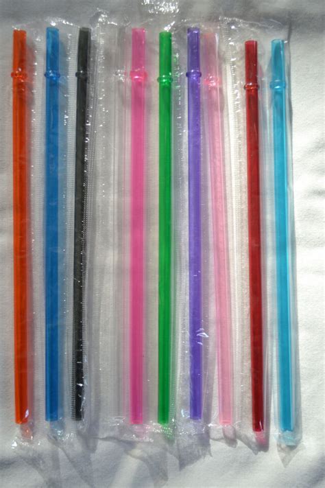 Reusable Straws Clear Solid Colors Plastic Acrylic 9” With Rings Bpa