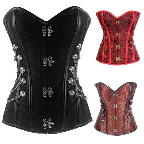 Sexy Plus Size S 6x Steel Boned Gothic Overbust Lace Up Corset Steampunk Bustier Ebay