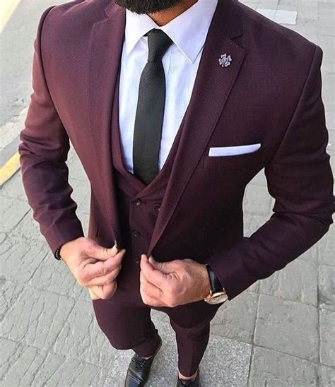 Wine Color Suit For Men 3 Piece Suit For Groom And Groomsmen Etsy In