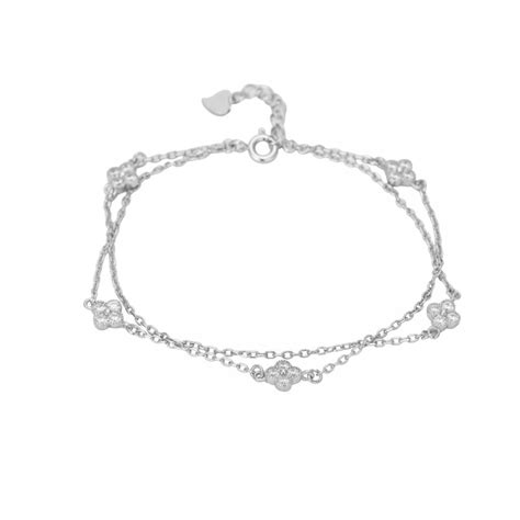 Unique Four Leaf Clover Charm Bracelet For Womens In Sterling Silver