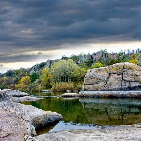 Landscape With Lake And Stones Stock Photo Image Of Outdoor Stream