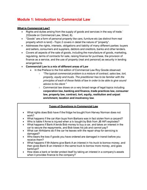 IPCL Notes Full Module 1 Introduction To Commercial Law What Is