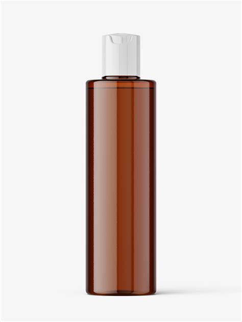 Cylinder bottle with disctop mockup / amber - Smarty Mockups