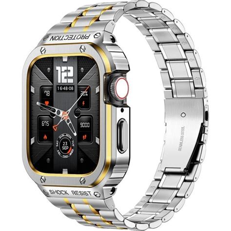 Stalowa Bransoleta Z Etui Do Apple Watch Ultra Mm Srebrna Z Ota