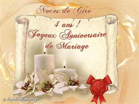 Cartes Virtuelles Gratuites Anniversaire Mariage Quatre Ans Cire