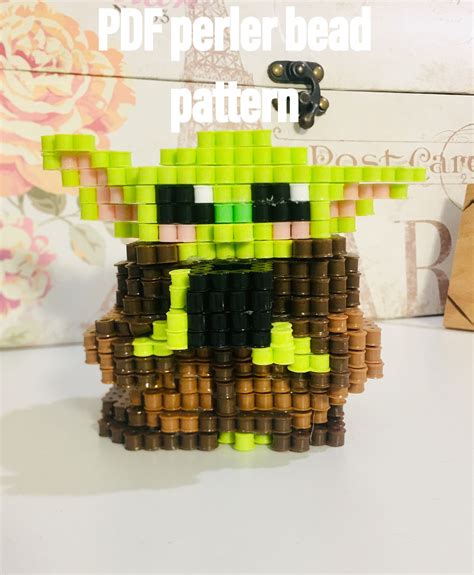 D Perler Bead Baby Yoda Pattern Baby Yoda Pattern Mandalorian Yoda